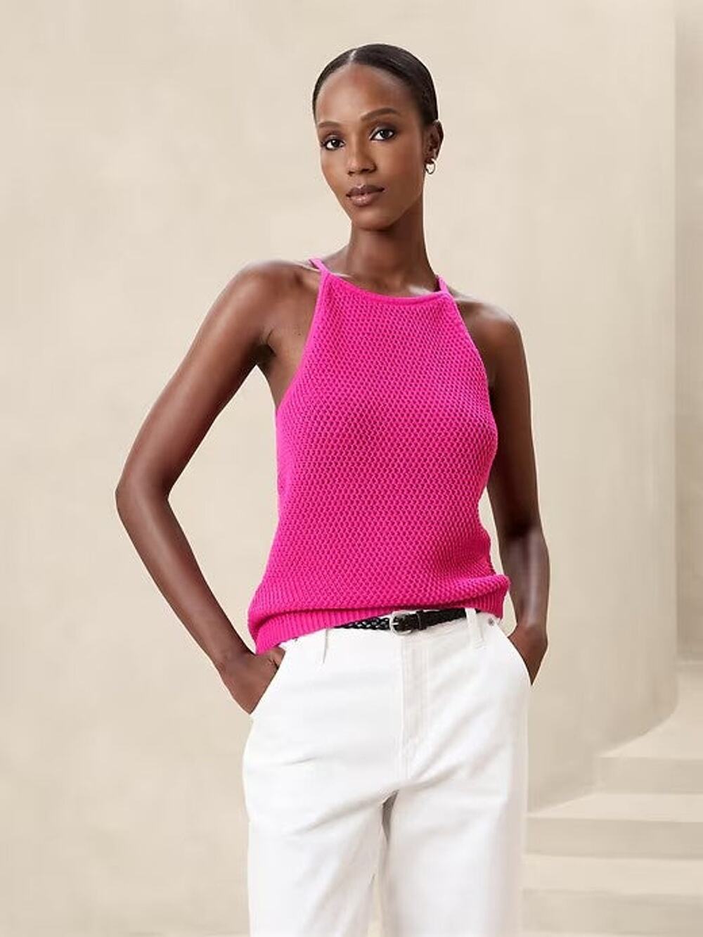 Banana Republic Strappy Open-Stitch Tank Sweater - M